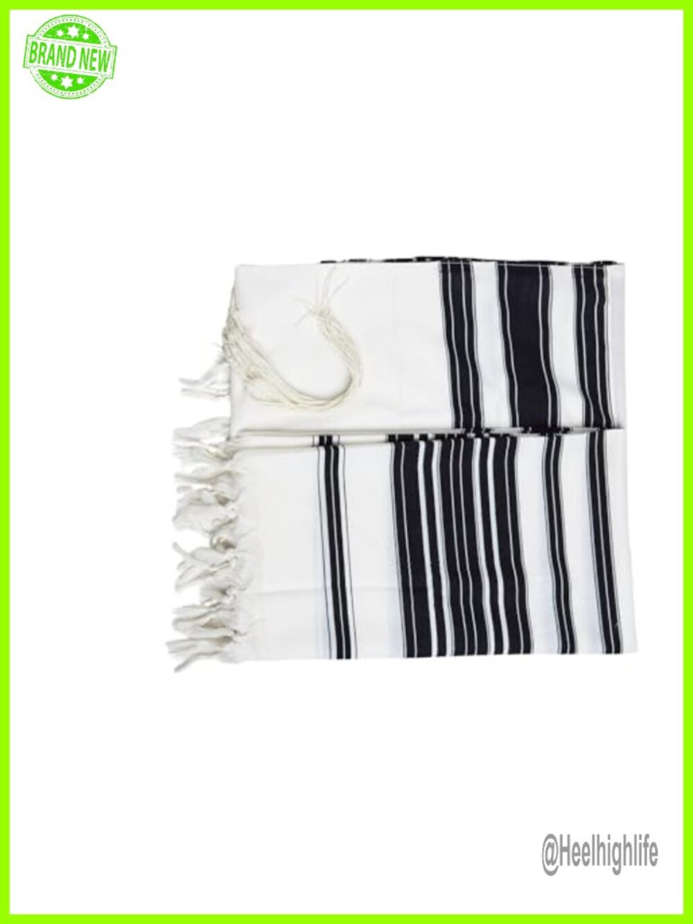 100% Wool Handmade Tallis Prayer Shawl with Fringes Silk Lining